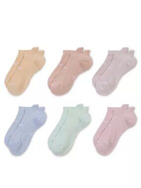6 Pair Women's Nike No Show Socks Size M Everyday Cotton Cushioned Multi